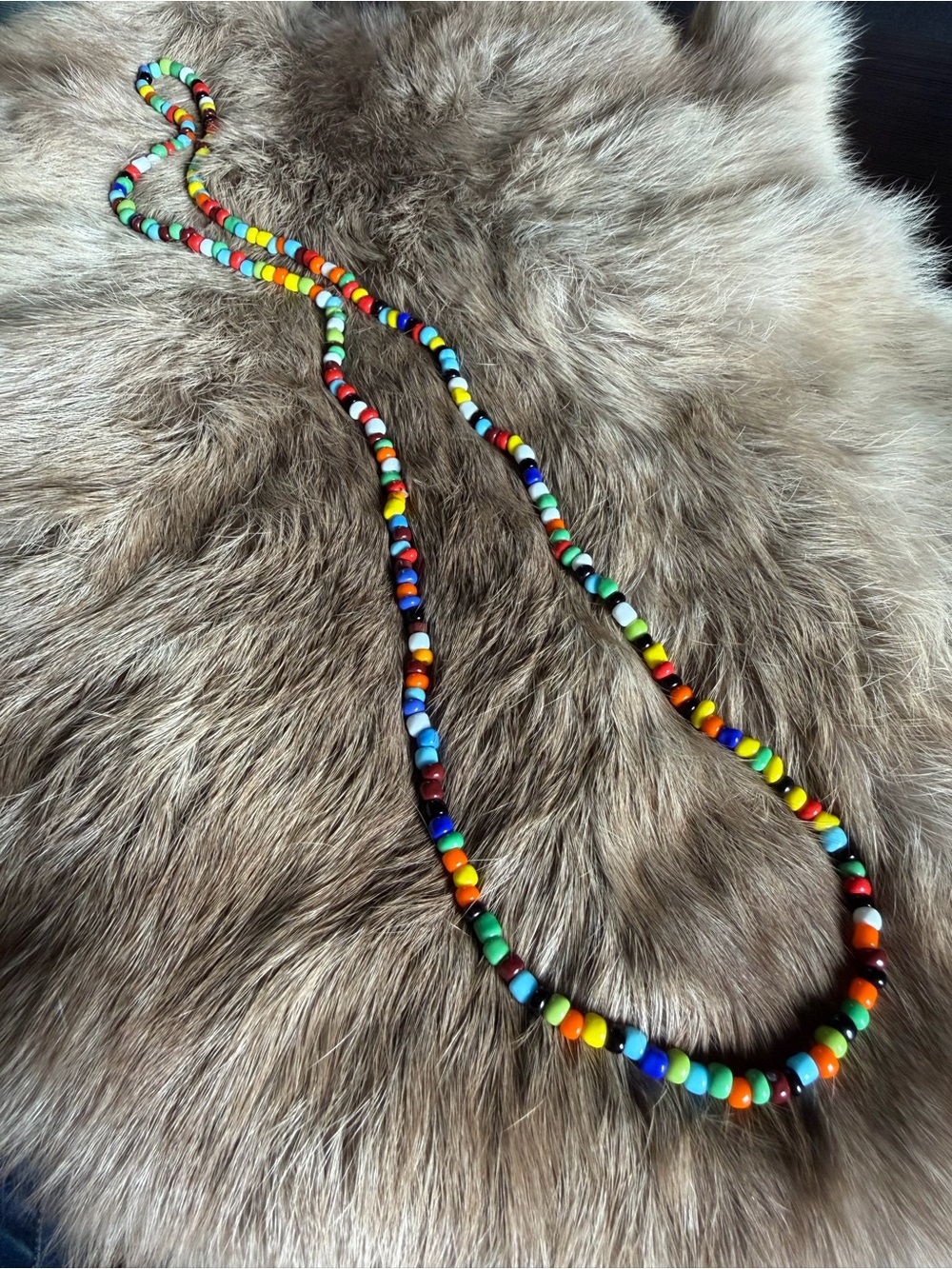 Vibrant Long Multicolor Bead Necklace
